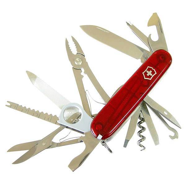 چاقوی ویکتورینوکس مدل Swiss Champ Red Trans کد 16795T، Victorinox Swiss Champ Red Trans 16795T Knife