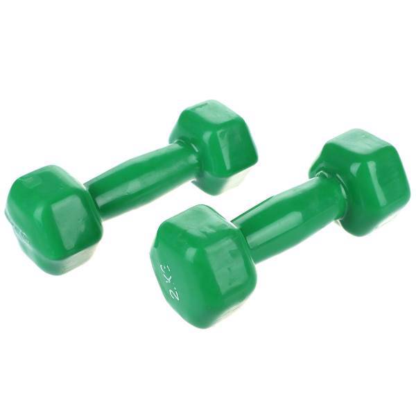 دمبل ایروبیک روکش‌ دار 2 کیلوگرمی بسته دو عددی، 2kg Coated Aerobics Double Dumbbell Pack Of 2