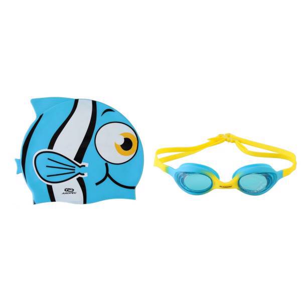 ست عینک و کلاه شنای بچه گانه آروپک مدل Swim Combo Set، Aropec Swim Combo Set Swimming Goggles Set