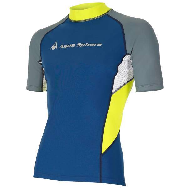 لباس شنای آکوا اسفیر مدل Blaze Dark Blue Yellow ضد UV، Aqua Sphere Blaze Dark Blue Yellow Rashguard Anti UV