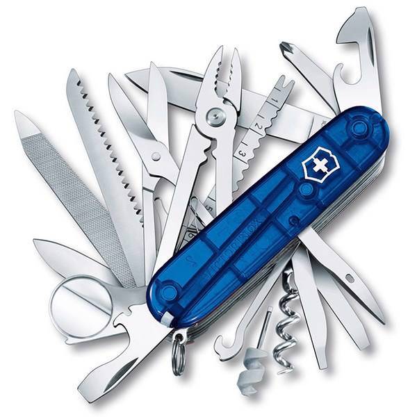 چاقوی ویکتورینوکس مدل Swiss Champ Blue Trans کد 16795T2، Victorinox Swiss Champ Blue Trans 16795T2 Knife