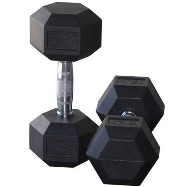 دمبل بدنسازی شش‌ضلعی 12.5 کیلوگرمی - دو عددی، 12.5kg Hexagonal Fitness Double Dumbbell